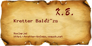 Kretter Balázs névjegykártya